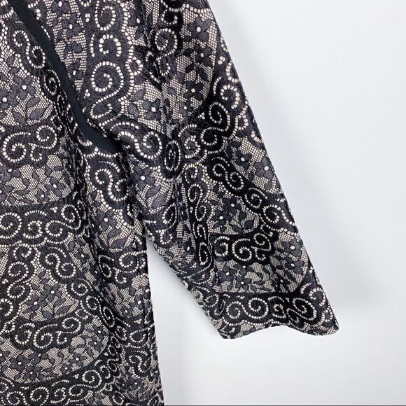 Ann Taylor Black Lace & Cream Structured Long Sleeve Sweatshirt Top S - Picture 9 of 10